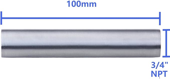 CONSTELLAR 304 Stainless Steel Pipe Fitting - 3/4" NPT Female x 3/4" NPT Female Threaded Thickened Pipe Wall, 100mm (4 inch) Length Heavy Nipple Seamless Pipe (1 Pcs)