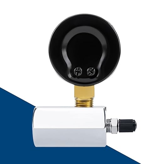 SENCTRL 0-30 Psi Gas Pressure Test Gauge, 2" Dial Size, 3/4" FNPT Connection, Brass Valve, Chrome Plated Steel Body Assembly