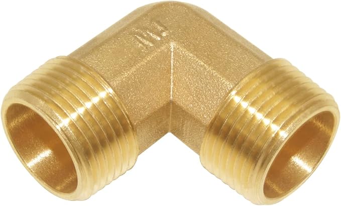 Joywayus 90-Degree Male Elbow Garden Hose Pipe Fitting Forged Brass Right Angle 3/4" GHT Male x 3/4" GHT Male (Pack of 2)