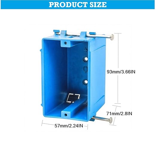 5-Pack-1-Gang PVC Electrical Outlet Box, 18 cu in Blue Switch Box - UL514C & UL263 Listed, Compatible with 7/10, 8/12, 9/14 AWG Wires