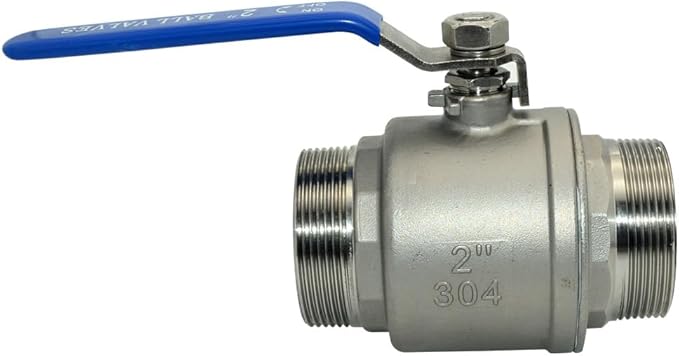 1Pcs 2'' Ball Valve, Heavy Duty Male NPT (MNPT) X Male NPT (MNPT) Thread with Long Handle Switch, Stainless Steel NPT Full Port Forged 1" Ball Valve for Water Oil and Gas, 1000 WOG