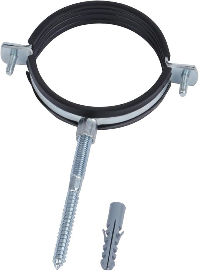 4 PCS Split Ring Pipe Hanger, Heavy Duty Adjustable Pipe Bracket Clamp with Screw & Expansion Tube, Wall Ceiling Mount Galvanized Iron Pipe Strap Supports Fit for Pipe OD 2.4-2.5 Inch(60-64mm)