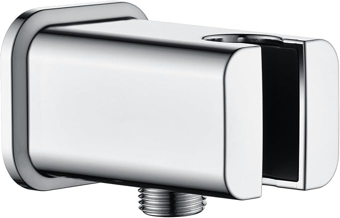 BRIGHT SHOWERS Wall Supply Elbow with Shower Head Bracket for Handheld Shower Head, Brass Core Wall Mounted Water Outlet, G1/2 Connector, Chrome