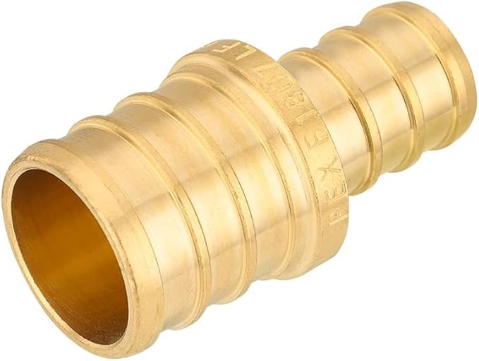 (Pack of 300) EFIELD Barb Crimp Pex Brass Fittings 1/2 Inch x 3/4 Inch Reducing Coupling For Pex Tubing Connection, ASTM F1807,(PEX1807012-300PCS)
