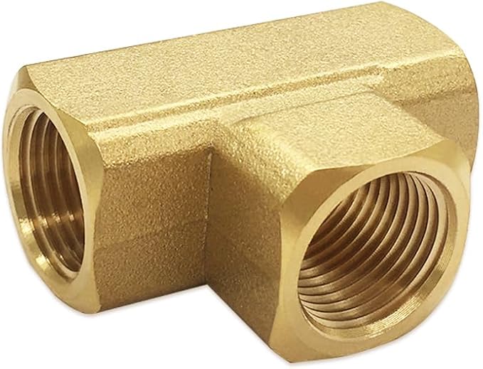 Hooshing Brass Tee Fittings 3/8" x 3/8" x 3/8" NPT Female Pipe Adapter for Fuel Oil Gas Plumbing