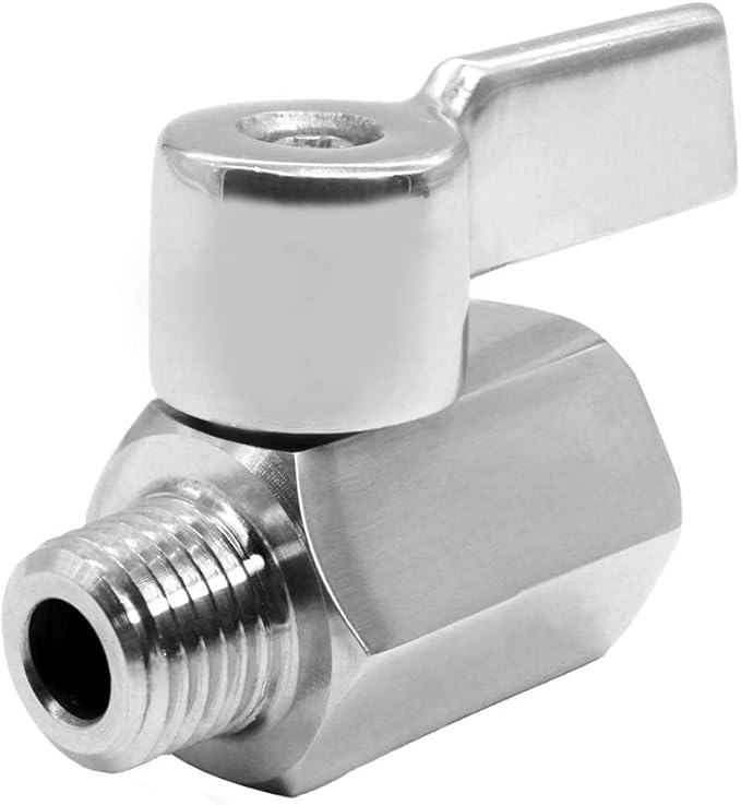 Beduan Mini Ball Valve Stainless Steel(316) 1/8" NPT Male x NPT Female Mini Ball Shutoff Valve