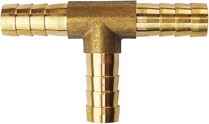 2PCs 5/16" Brass Hose Barb Fitting Tee 3 way Barbed Splicer Mender Union Fitting with 6PCs Hose Clamp for Oil Water Air