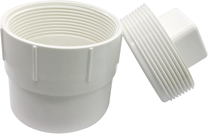 6" PVC Sewer Cleanout Adapter with Plug Pipe Fitting DWV Flush Sewer Cleanout Cap for Drainage Piping System