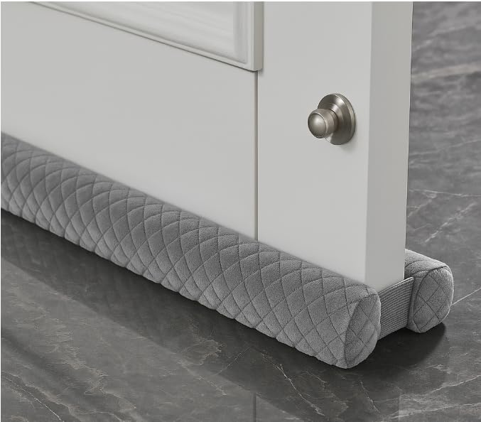 Premium Velvet Under Door Draft Stopper, 30'' to 36'' Adjustable Gap Filler, Double-Sided Windproof Seal, Easy Install to Block Noise, Cold Air, Light, Dust, and Drafts