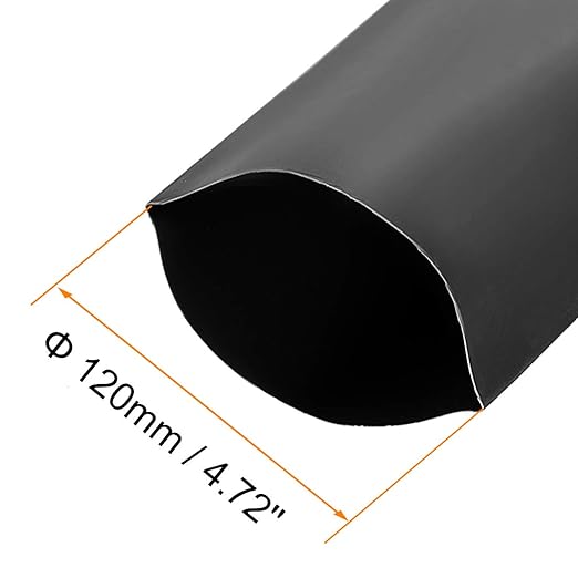uxcell Heat Shrink Tubing, 120mm Dia 191mm Flat Width 2:1 Rate Shrinkable Tube Cable Sleeve 1m - Black