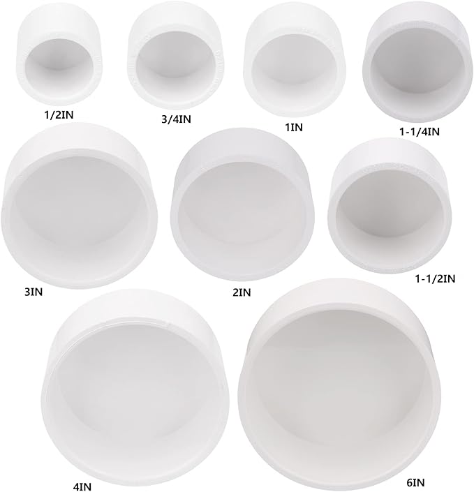 20 Pack PVC Pipe End Cap Fitting 3/4 Inch PVC Pipe End Cap Plug Adapter, Schedule 40 Furniture Grade 3/4 in PVC Pipe Plug Socket Fittings for Build PVC Furniture DIY Garden Shelf