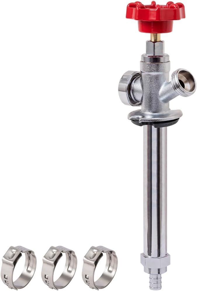 SUNGATOR 6 Inch Frost Free Sillcock, Anti-Siphon Outdoor Hose Valve, 1/2" PEX x 3/4" GHT Hose Bibb, No Lead Brass Garden Faucet/Spigot, Frost Proof Outdoor Water Faucet for PEX Pipe