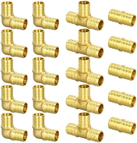 20pcs 3/4" Brass PEX Fittings Combo with Tees"T", Elbows, Couplings