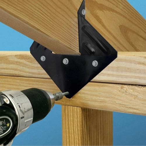 12 Pcs Black Hurricane Tie, 13 Gauge(Thickness 2.2mm) Joist Hangers, Fit 2x4,2x6 Truss to Rafter Connector for Roof Truss Timber, Hurricane Truss Hangers, Rafter Brackets,Hurricane Clips