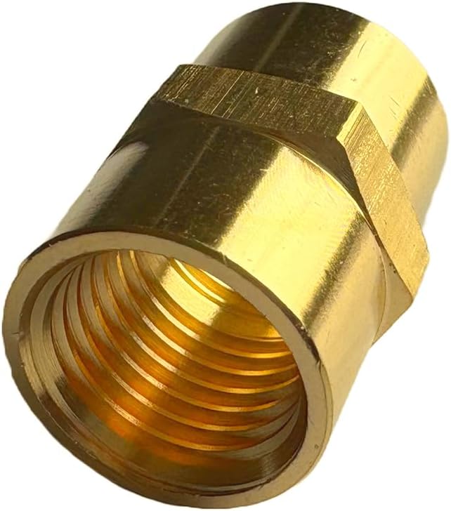 1/4" Female Threaded Hex Nipple Brass Coupling NPT Pipe Fitting Pipe Adapter Straight Connectors for Air, Gas, Oil, Fuel, Propane Pack of 2