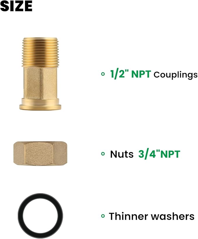 Watflow 1/2" NPT Water Meter Coupling, 3/4" Female NPT for DN15 Water Meter