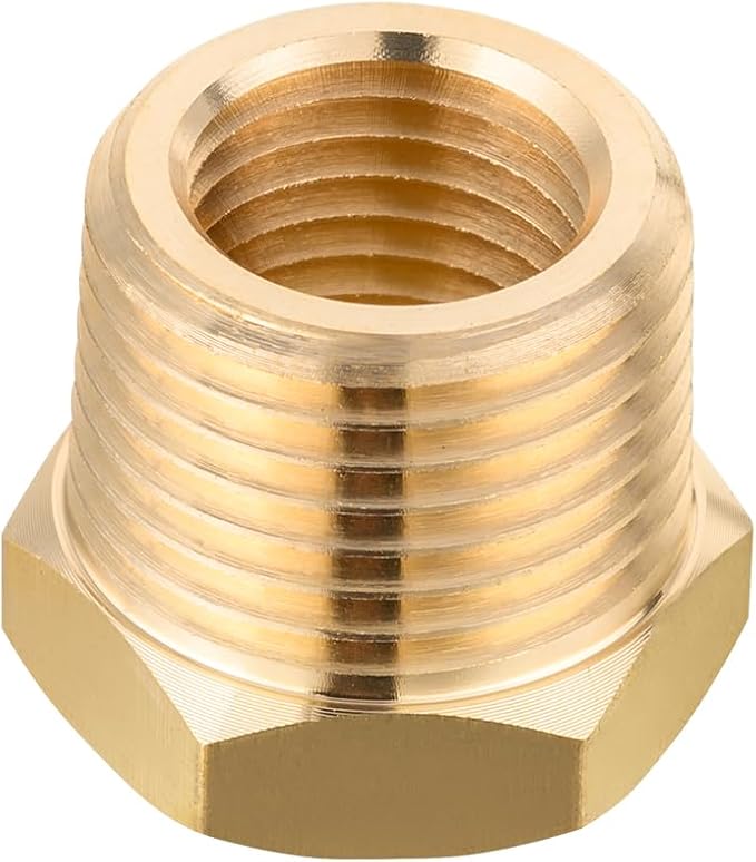 (Pack of 5) EFIELD Brass Reducer Hex Bushing 1/4" Male NPT X 1/8" Female NPT Adapter Threaded Pipe Fittings,(NPT021-5PCS)