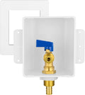 HeSun PEX Crimp Ice Maker Outlet Box,Inlet 1/2 Inch F1807 x Outlet 1/4 Inch OD Compression Connection,with 1/4 Turn Shut Off Valve