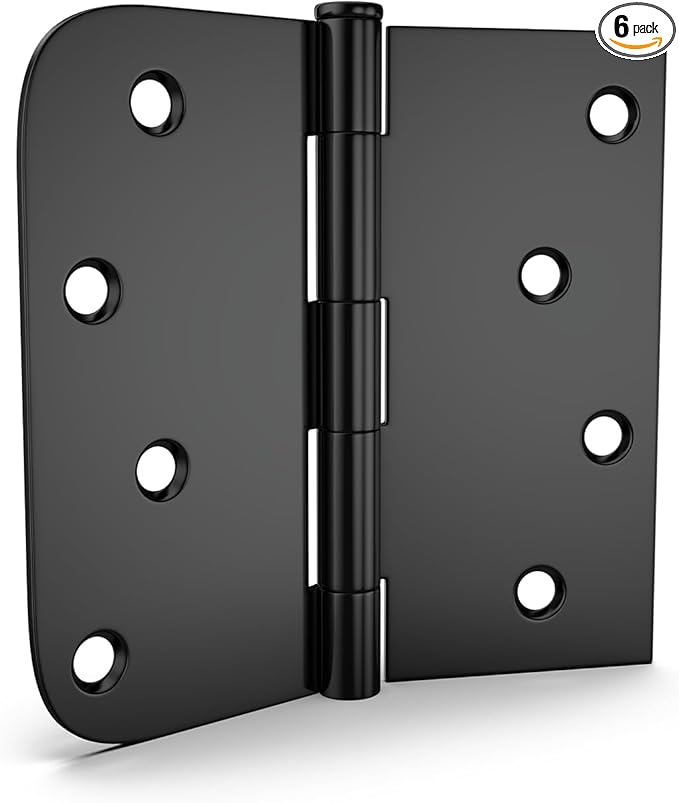 goldenwarm 6 Pack 4in Black Door Hinges Interior Door Hinges Black Matte 4 x 4 Inch with Square & Round Corners, Iron Material