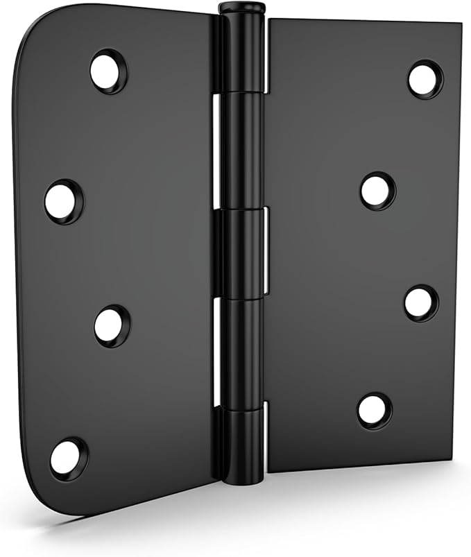 goldenwarm 3 Pack 4in Black Door Hinges Interior Door Hinges Black Matte 4 x 4 Inch with Square & Round Corners, Iron Material