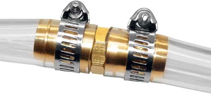 8 Pieces 5/8 Inch Garden Hose Repair Mender Brass Water Hose Repair Kit Fitting Conectors Splicer With 16 Pieces Stainless Clamp
