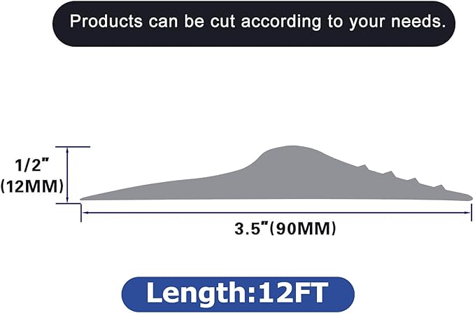 ToLanbbt 12Ft/3.7M Universal Garage Door Rubber Threshold Strip with 300ml Black Adhesive/Sealant, Weatherproof Seal Strip DIY Weather Stripping Replacement (Grey)