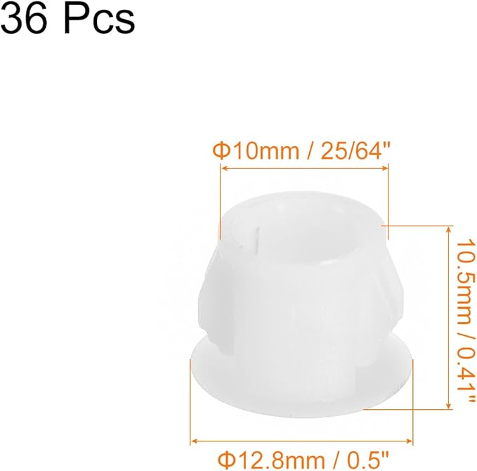 uxcell 10mm(25/64") Plastic Hole Plugs, 36Pcs Flush Type Panel Round Snap in Fastener Knockout Locking Plugs for Furniture Insert End Caps Panels, White