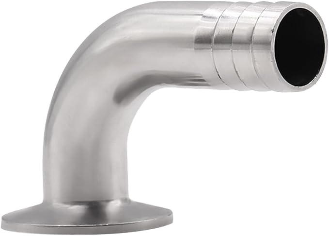 DERNORD Sanitary Hose Barb Pipe Fitting 1.5" Tri Clamp (50.5MM Ferrule) 90 Degree Elbow (Tube OD: 3/8"/10MM (1.5 Tri-clamp))
