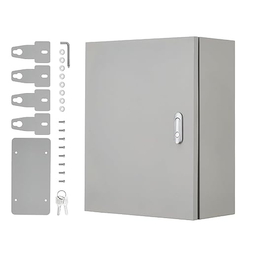 Outdoor Electrical Box, 24"x16"x10" NEMA 4X Steel Enclosure, IP67 Waterproof & Dustproof, Lockable Electrical Junction Box with Mounting Plate and 2 Keys, Indoor and Outdoor Use