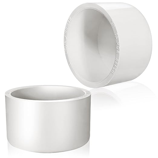 4inch White PVC Pipe End Cap Plug, 2Pcs PVC Pipe Plug Socket Fitting Adapter Connector for Building PVC Furniture DIY Garden Shelf, Schedule 40