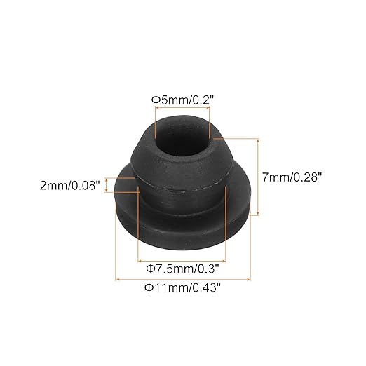 MECCANIXITY 20Pcs Snap Rubber Grommet Plug Mount Dia 7.5mm ID 5mm Narrow Groove Width 2mm Seal Anti-Scratch for Electrical Box Cable Pipes Black