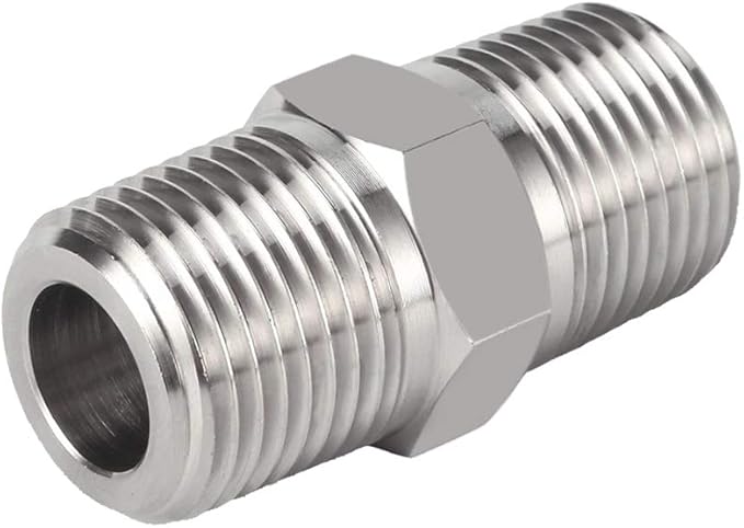 Joywayus Hex Nipple 1/2" NPT Male x 1/2" NPT Male Threaded Stainless Steel 304 Threaded Nipple Pipe Fittings for Brew Kit Home Piping (Pack of 5)
