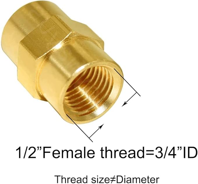 Joywayus Brass Pipe Fitting Hex Nipple Equal 5Pcs 1/2"NPT Male + 5Pcs 1/2"NPT Female Air Fuel Water (Pack of 10)