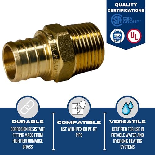 XFITTING 3/4 inch Pex x1/2 inch Male NPT Adapter, 24-4-5=5X, 5 Pieces