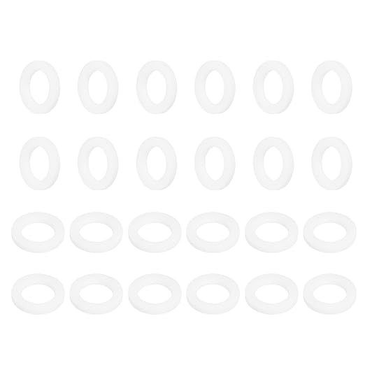 MECCANIXITY PTFE Flat Washers, 24Pack 16mm OD 10mm ID 2mm Thick Sealing Spacer Gasket Ring for Faucet Pipe Hose Bolt Machinery, White