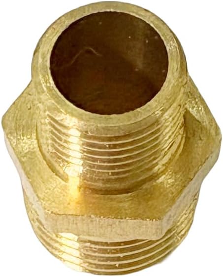 1/4" x 1/8" Male Threaded Hex Nipple Reducer Brass NPT Pipe Fitting Adapter Straight Connectors Pack of 5