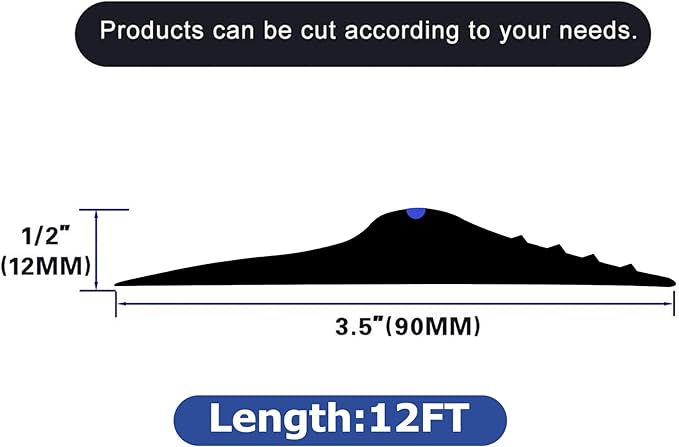ToLanbbt 12Ft/3.7M Universal Garage Threshold Seal Strip with 300ml Black Sealant/Adhesive, Garage Door Bottom Weatherproof Strip Rubber DIY Weather Stripping Replacement (Black-Blue Line)