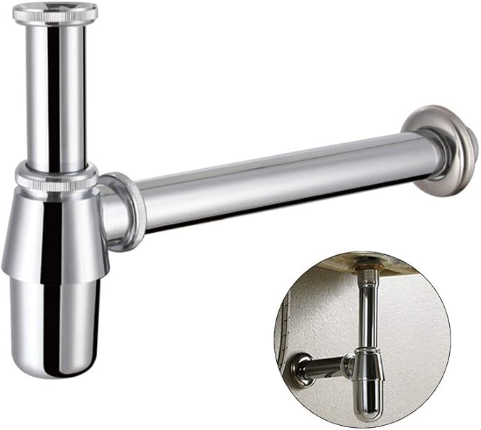 Classical Basin Bottle Trap Chrome Sink Bathroom Waste Pipe 1-1/4 inch Slip Inlet Drain Tube Kit