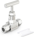 TAISHER 1PCS 304 Stainless Steel High Pressure Straight Needle Valve 1/8" Tube OD x 1/8" Tube OD For Flow Control Water Gas Oil