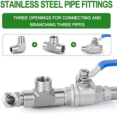 TAISHER 2PCS 304 Stainless Steel 90 Degree Barstock Street Elbow, 1/2" NPT Male Pipe to 1/2" NPT Male 304 Stainless Pipe Fitting