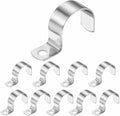 HARFINGTON 1-9/16 Inch Pipe Strap, 304 Stainless Steel Conduit Clip 10Pcs Single Hole Strap Clamp for Pipe Tube Cable Fixing (40mm, Silver)