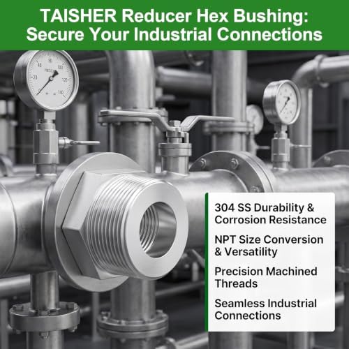 TAISHER 1PCS Forging of 304 Stainless Steel Hex Bushing, 1-1/2" Male NPT to 1" Female NPT, Reducing Cast Pipe Adapter Fitting