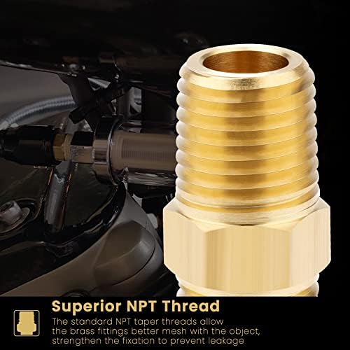 KOOTANS 1/4 NPT x 1/4 NPT Male Solid Brass Hex Nipples,4 PACK