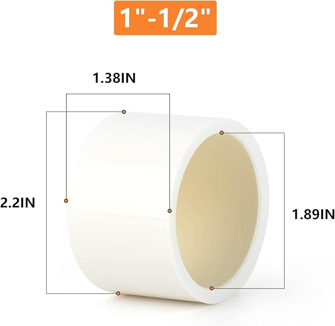GASHER 12PCS PVC Pipe Fitting 1-1/2" PVC Pipe End Cap Plug Adapter, Furniture Grade Pipe Plug Socket Fittings, For Home or Industrial