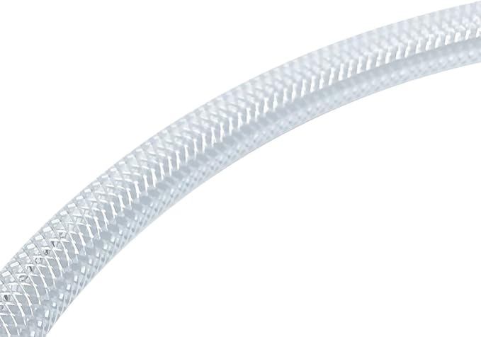 Gloxco Clear Braided PVC Tubing, Food Grade, Heavy Duty Reinforced Hose, 1/2" ID, 25 Ft Length