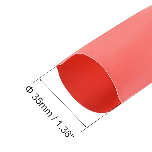 uxcell Heat Shrink Tubing, 1-3/8"(35mm) Dia 57mm Flat Width 2:1 Rate Shrinkable Tube Cable Sleeve 1m - Red