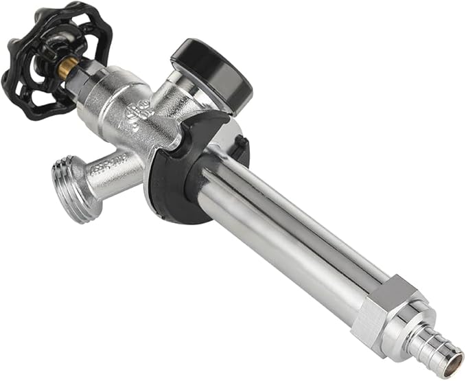 EFIELD 4-inch Anti-Siphon Frost Free Sillcock 1/2 inch Barb Crimp Pex X 3/4 inch Hose Bibb, Chrome Plated Brass Body, (4-inch),(SILLCOCK024)