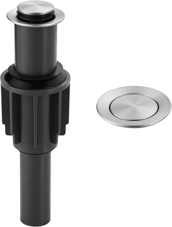ALEASHA Pop Up Sink Drain Without Overflow, Bathroom Sink Drain Vessel Sink Stopper Pop Up Sink Drain Stopper, Pop Up Drain for Bathroom Sink Drain Strainer for Hair Catcher,Brushed Nickel