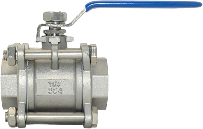 Ball Valve NPT Thread - Stainless Steel 304 Female 3-Piece Full Port(1-1/4'')