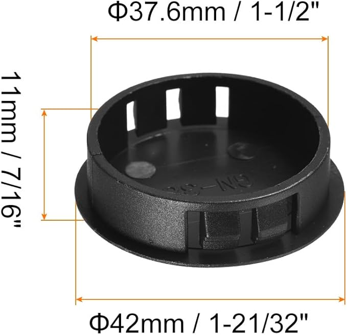 uxcell 1-1/2" Plastic Hole Plugs, 36Pcs Flush Type Panel Round Snap in Fastener Knockout Locking Plugs for Furniture Insert End Caps Panels, Black